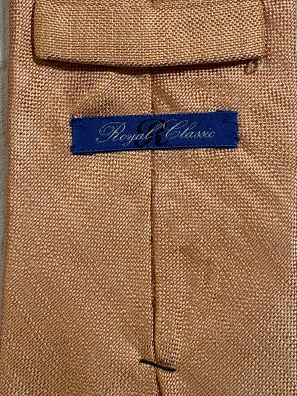 Tom James Royal Classic Silk Tie Solid Peach Copper Textured